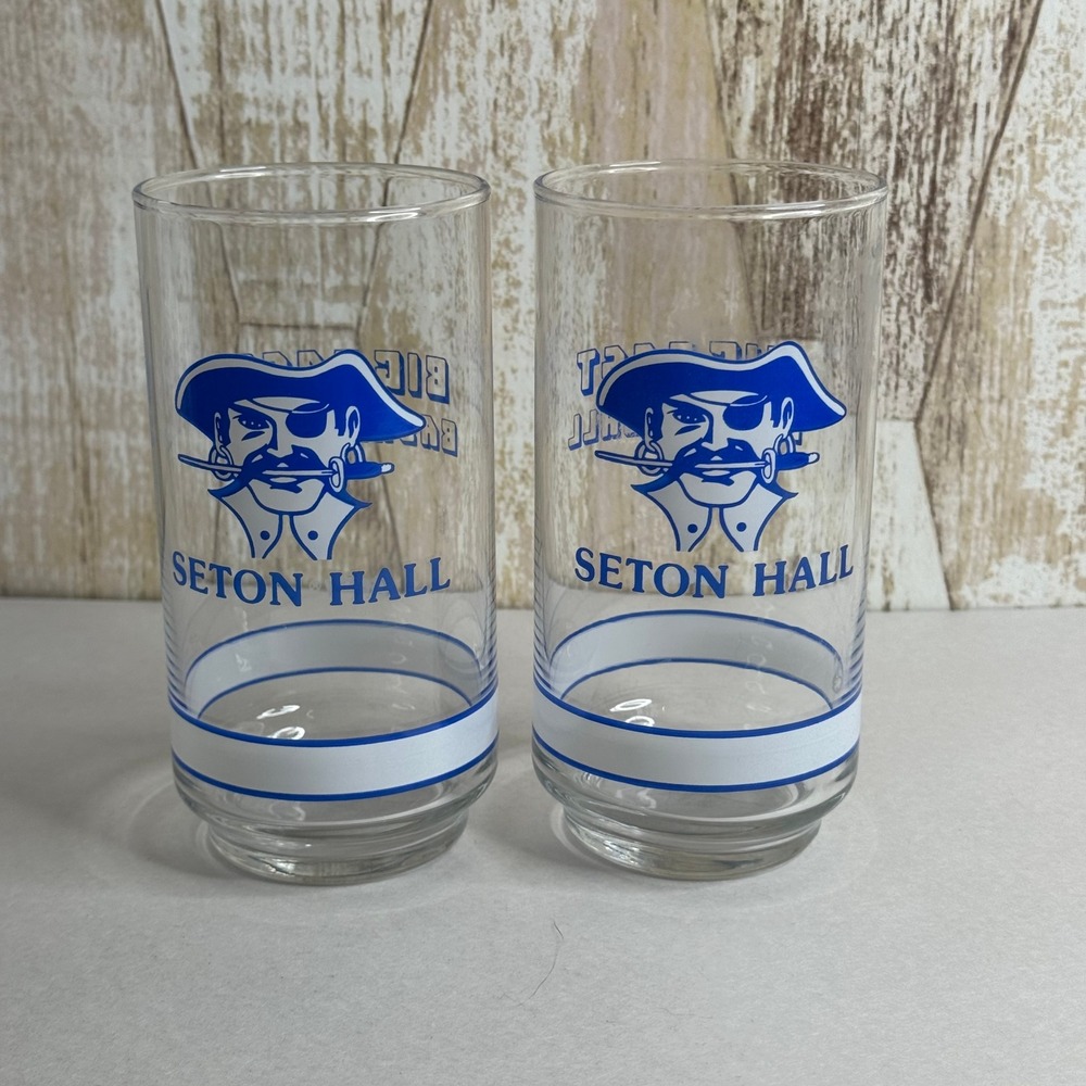 Set of 2 Vintage Seton Hall Pirates Big East Basketball Getty Glasses